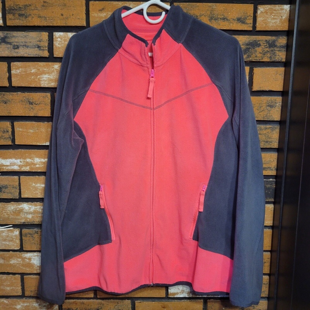 Xersion Jacket Women Size XL Pink And Grey Front Zip‎ Fleece A3
